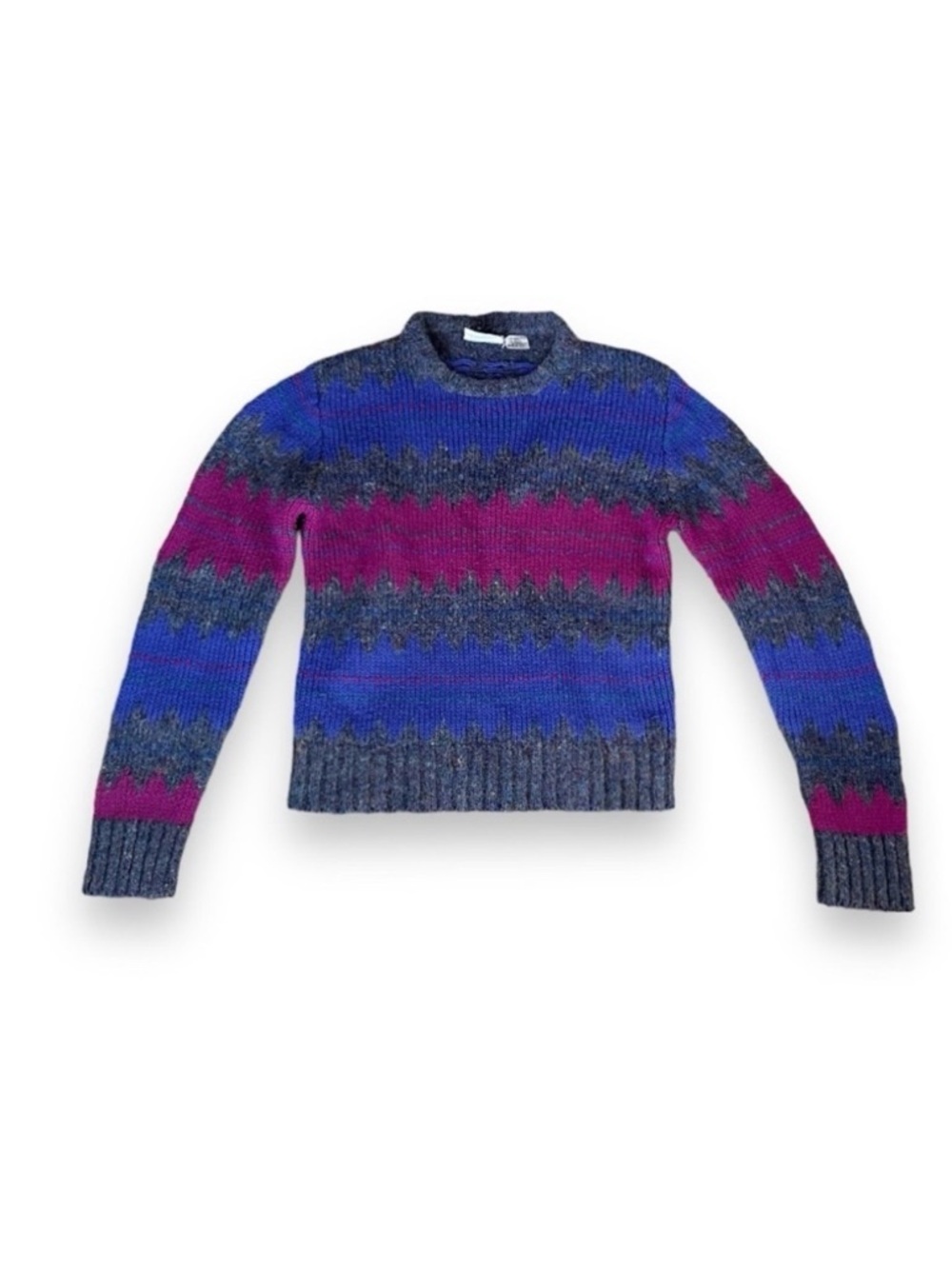 Vintage 80s The Eagle’s Eye Sweater Women’s Size Small Gray Pink Blue Stripes